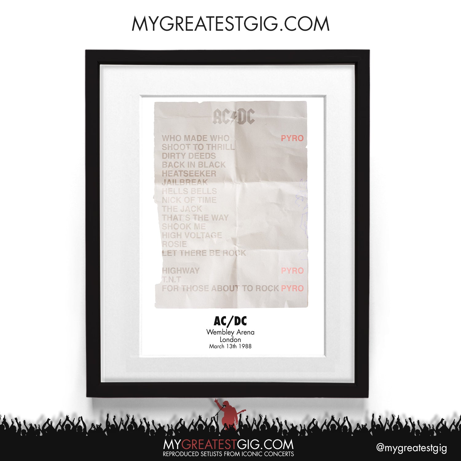 AC/DC - London - Mar 13th 1988 Recreated Setlist Poster – My Greatest Gig