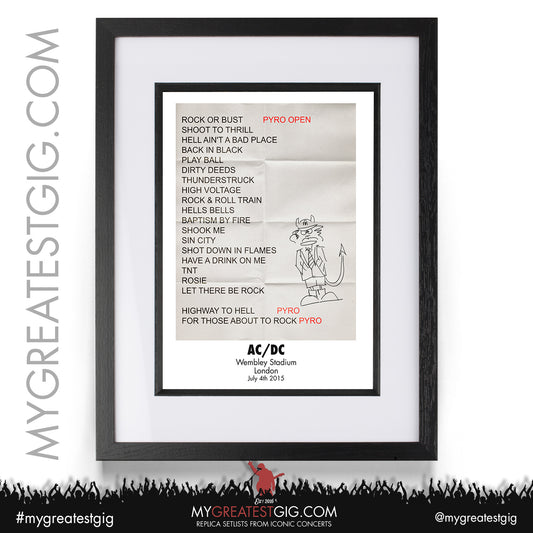 AC/DC - Wembley - July 4th 2015 Recreated Set List Poster