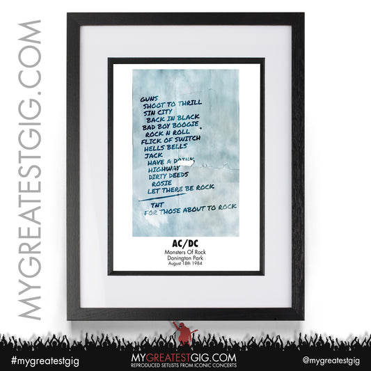 AC/DC - Monsters Of Rock - August 18th 1984 Recreated Setlist Poster