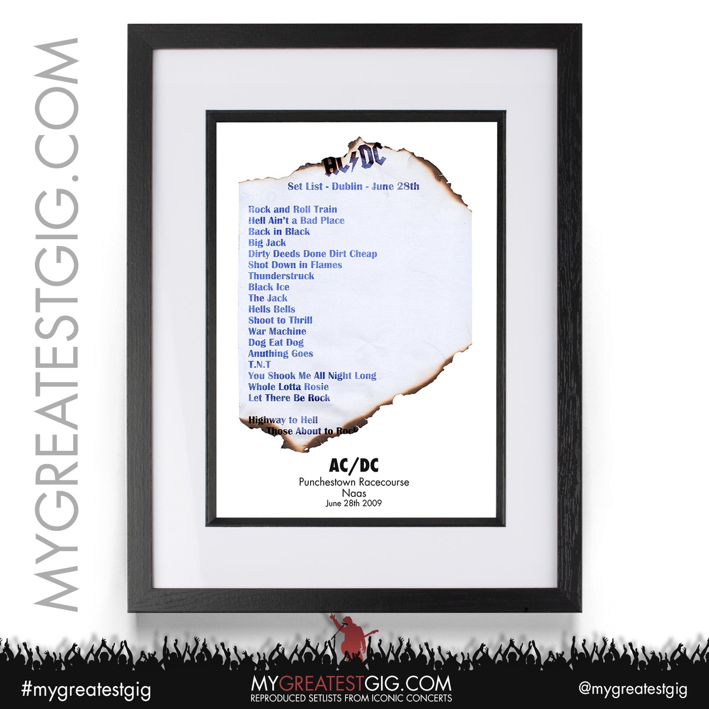 AC/DC - Naas - June 28th 2009 Recreated Setlist Poster