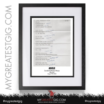 Adele - Munich - August 2024 Replica Setlist Posters