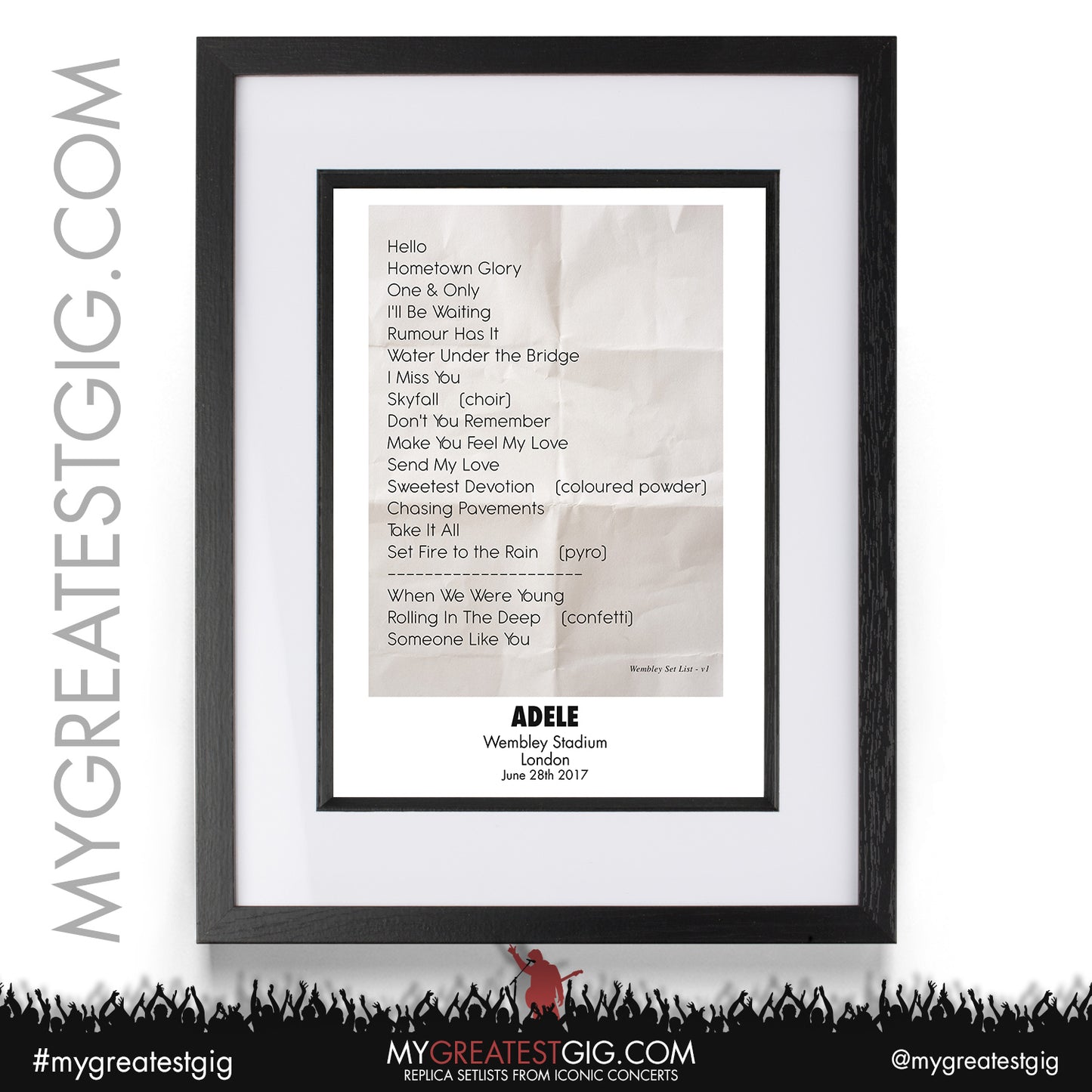 Adele - London - June 28th 2017 Replica Setlist Poster