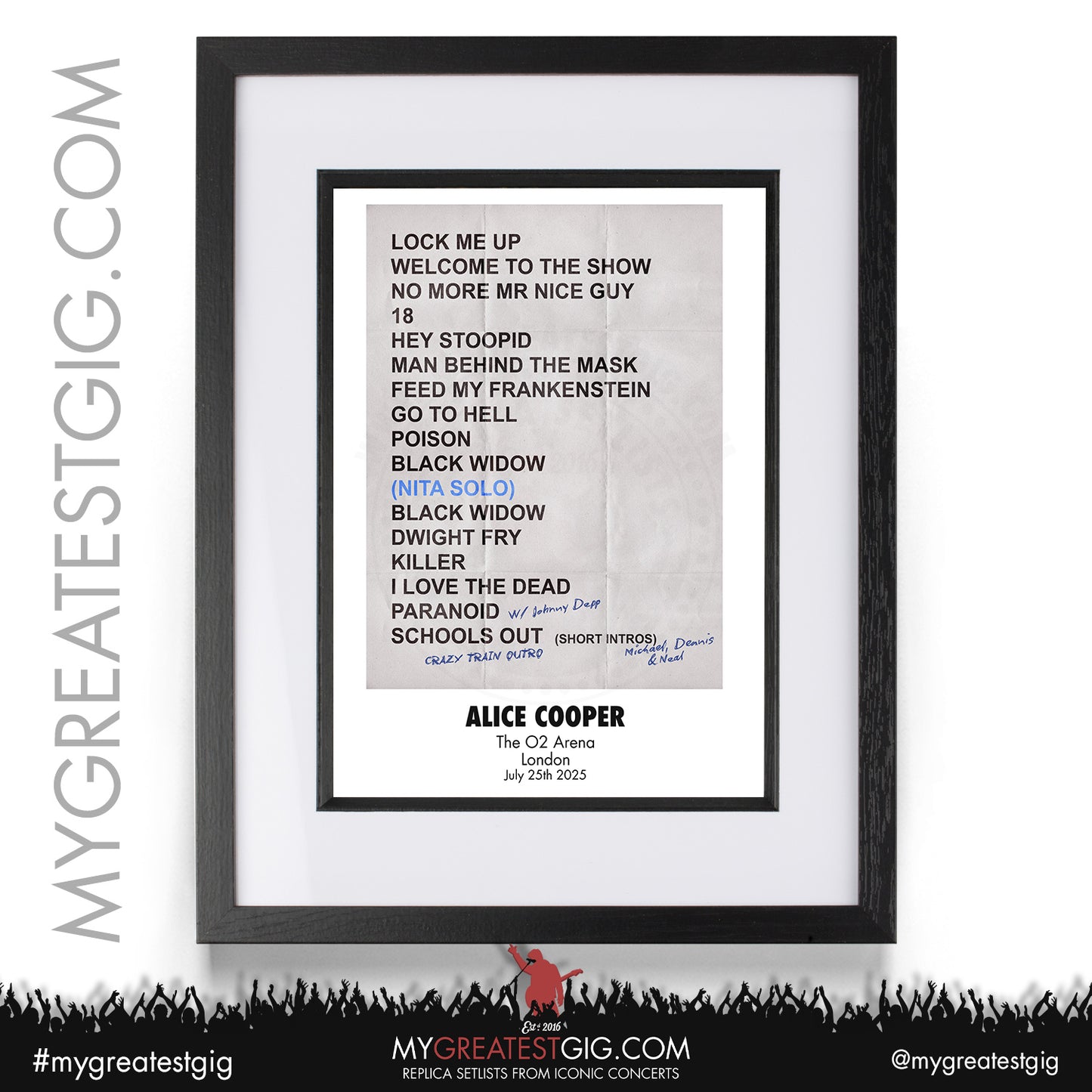 Alice Cooper - Too Close For Comfort Tour - 2025 Replica Setlist Posters