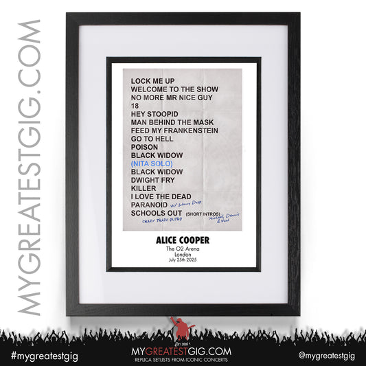 Alice Cooper - Too Close For Comfort Tour - 2025 Replica Setlist Posters