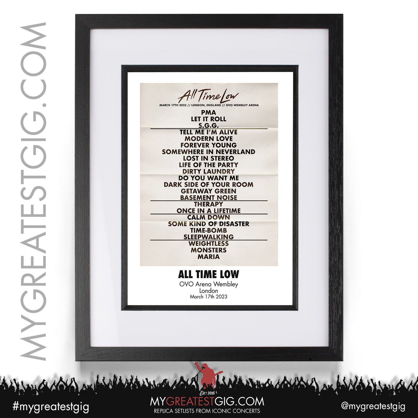 All Time Low - London - March 17th 2023 Replica Setlist Poster