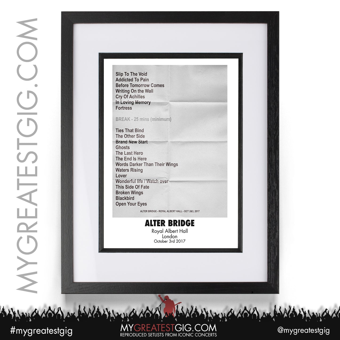 Alter Bridge - Royal Albert Hall - October 3rd 2017 Recreated Setlist Poster