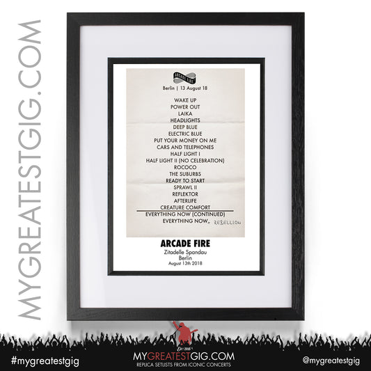 Arcade Fire - Berlin - August 13th 2018 Replica Setlist Poster