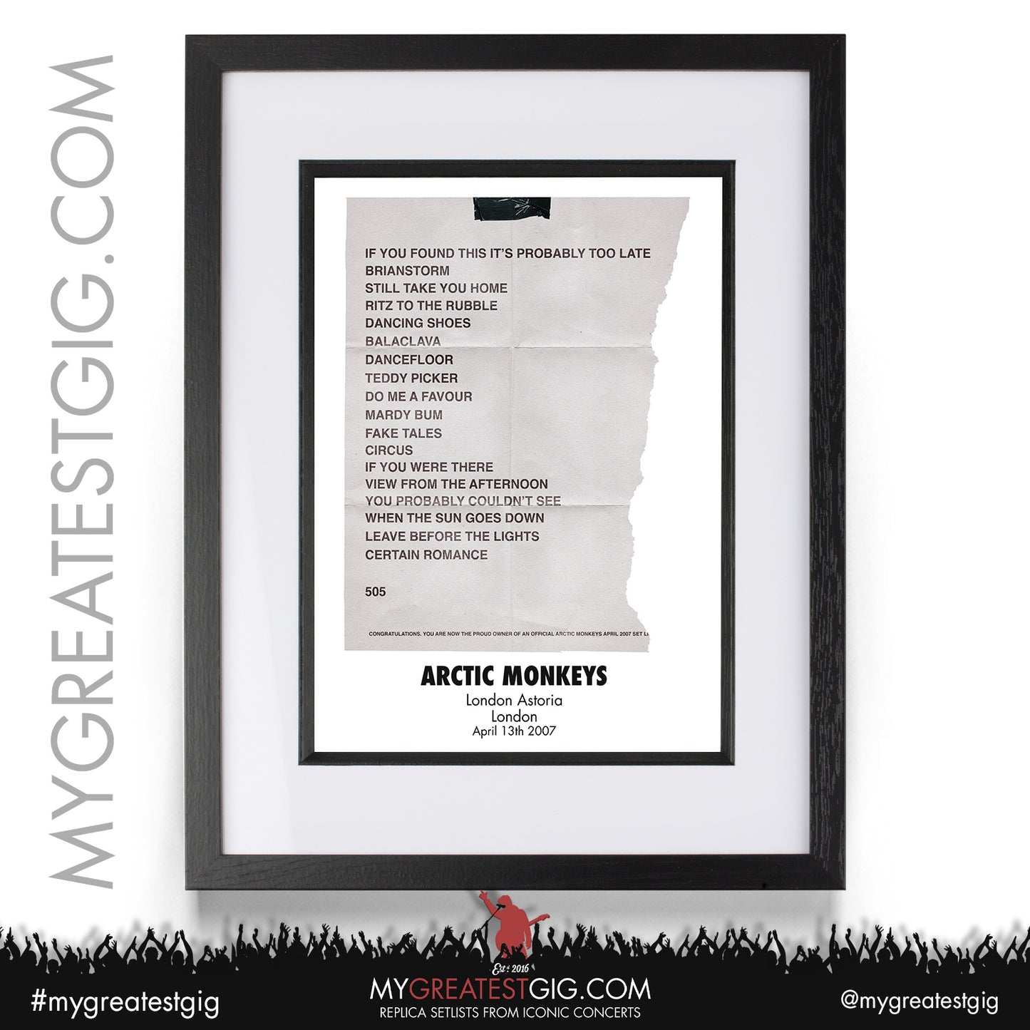 Arctic Monkeys - London - April 13th 2007 Replica Setlist Poster