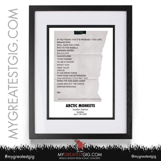 Arctic Monkeys - London - April 13th 2007 Replica Setlist Poster