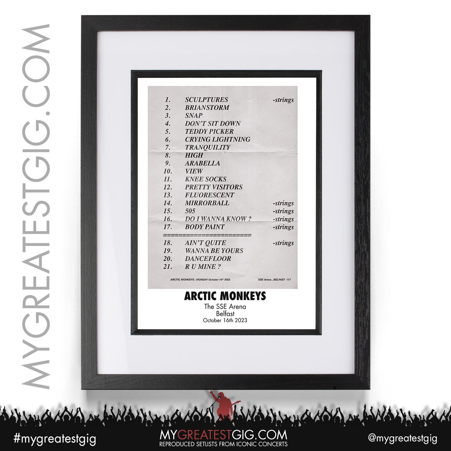 Arctic Monkeys - Belfast - October 16th 2023 Recreated Setlist Poster
