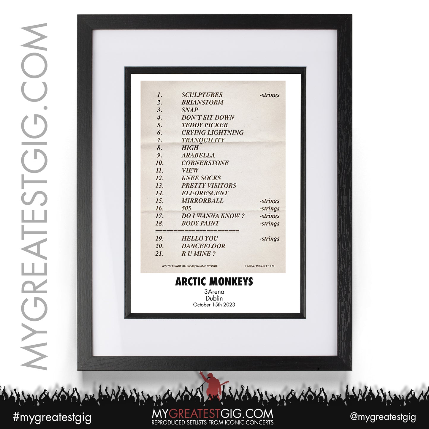 Arctic Monkeys - Dublin - October 15th 2023 Recreated Setlist Poster