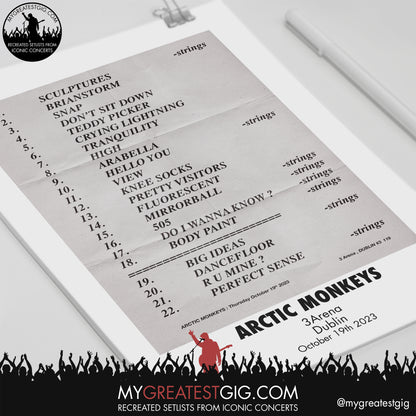 Arctic Monkeys - Dublin - October 19th 2023 Recreated Setlist Poster