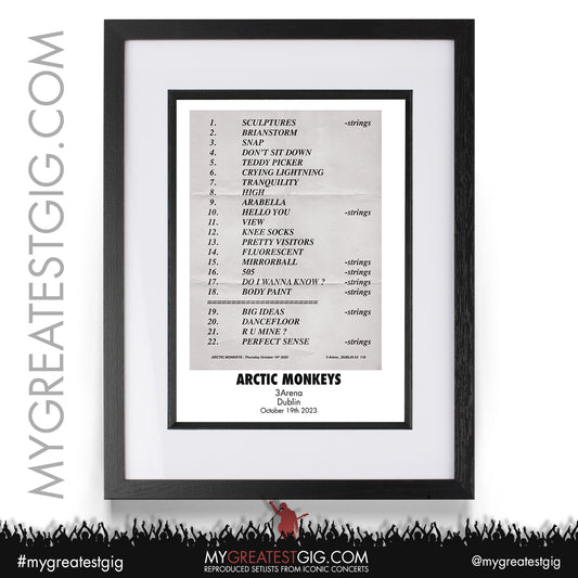 Arctic Monkeys - Dublin - October 19th 2023 Recreated Setlist Poster