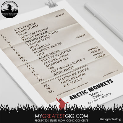Arctic Monkeys - Dublin - October 17th 2023 Recreated Setlist Poster