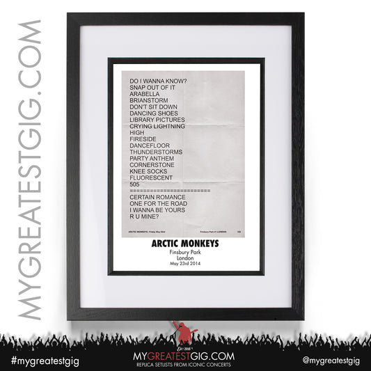 Arctic Monkeys - London - May 23rd 2014 Replica Setlist Poster