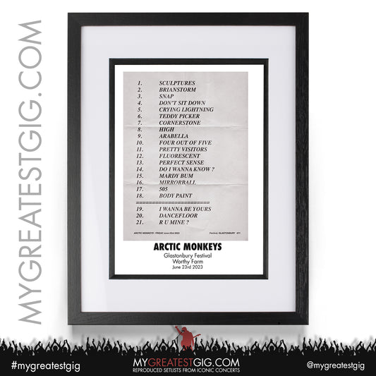 Arctic Monkeys - Glastonbury Festival - June 23rd 2023 Recreated Setlist Poster