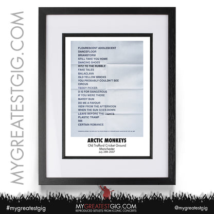 Arctic Monkeys - Manchester - July 28th 2007 Recreated Setlist Poster