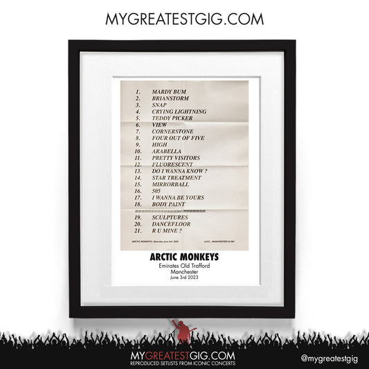 Arctic Monkeys - Manchester - June 3rd 2023 Recreated Setlist Poster