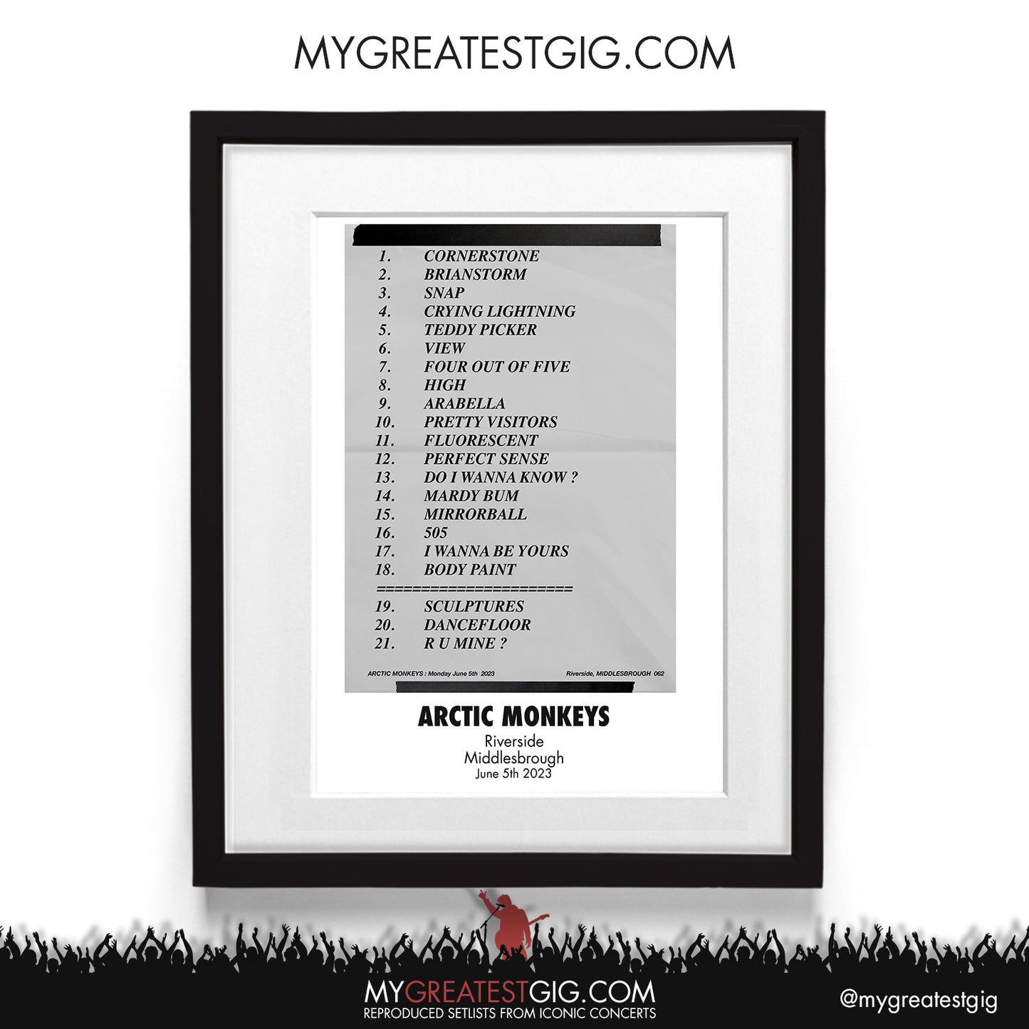 Arctic Monkeys - Middlesbrough - June 5th 2023 Recreated Setlist Poster