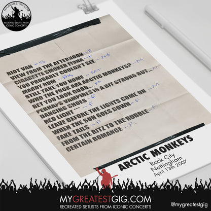 Arctic Monkeys - Nottingham - April 13th 2007 Recreated Setlist Poster