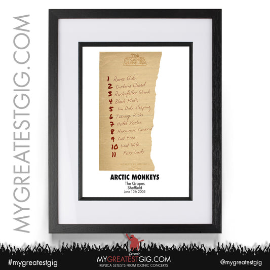 Arctic Monkeys - Sheffield - June 13th 2003 Replica Setlist Poster