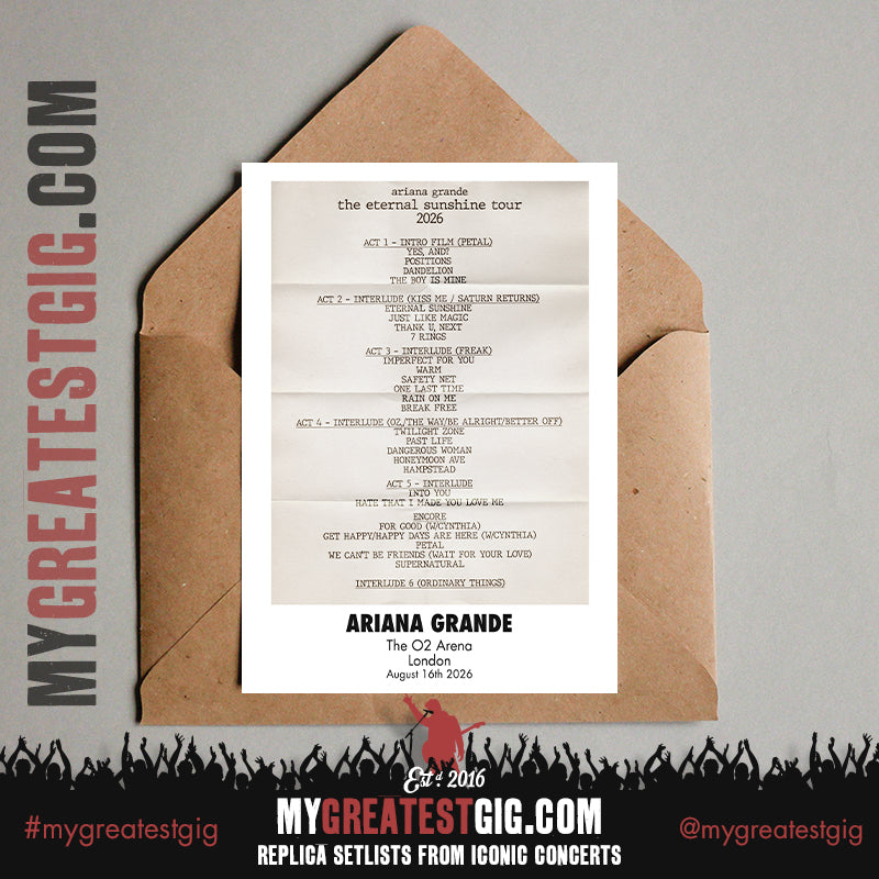 Ariana Grande - Eternal Sunshine London 2026 -  Replica Setlist Posters