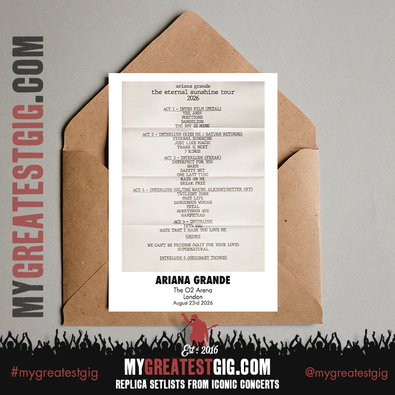 Ariana Grande - Eternal Sunshine London 2026 -  Replica Setlist Posters
