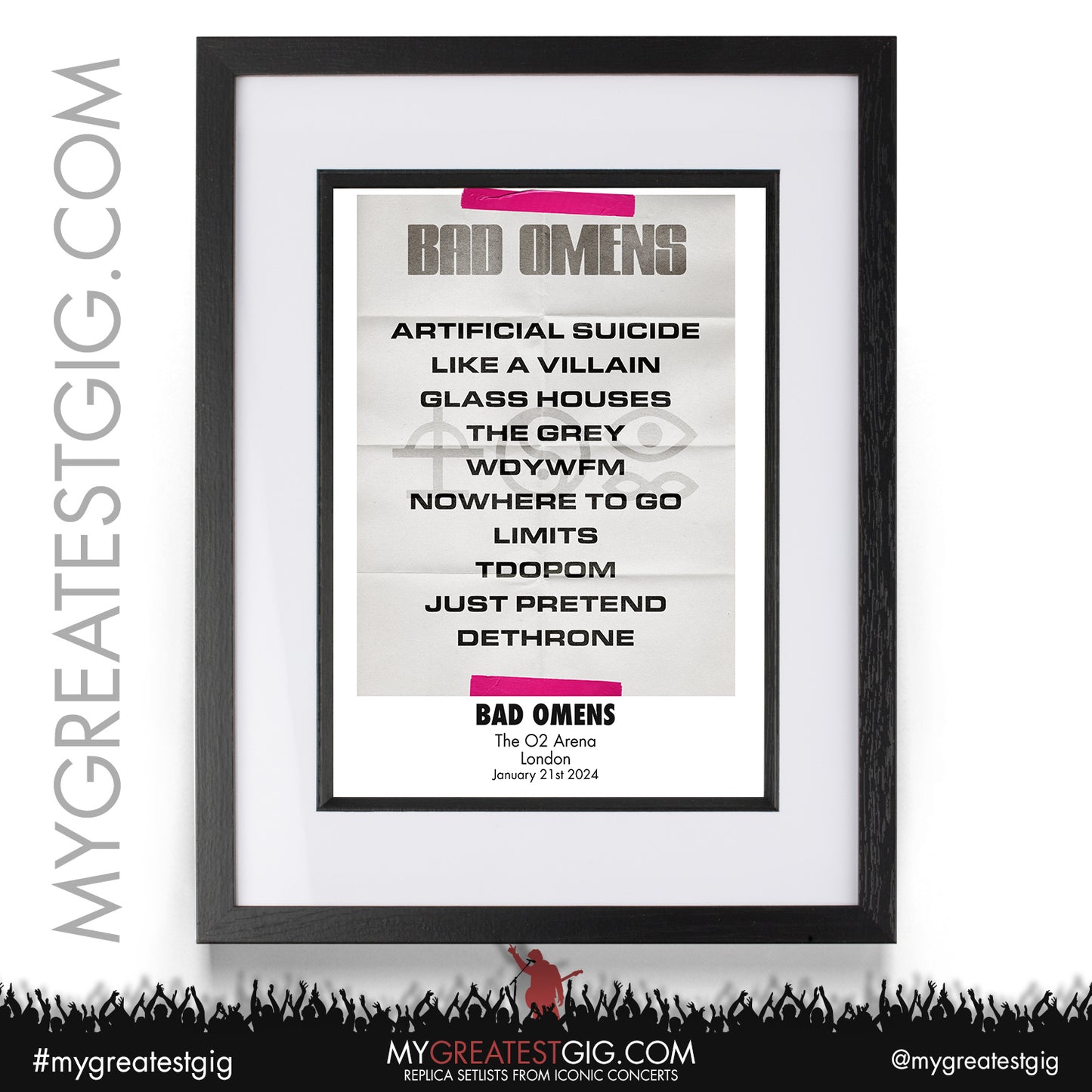Bad Omens - London - January 21st 2024 Replica Setlist Poster