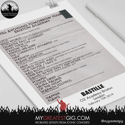 Bastille - London - February 10th 2019 Replica Setlist Poster