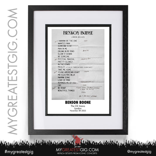 Benson Boone - American Heart Tour 2025 - Replica Setlist Posters