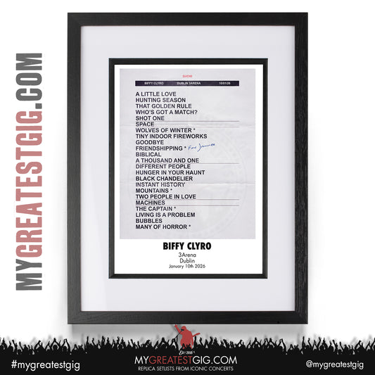 Biffy Clyro - Futique Tour 2026 - Replica Setlist Posters