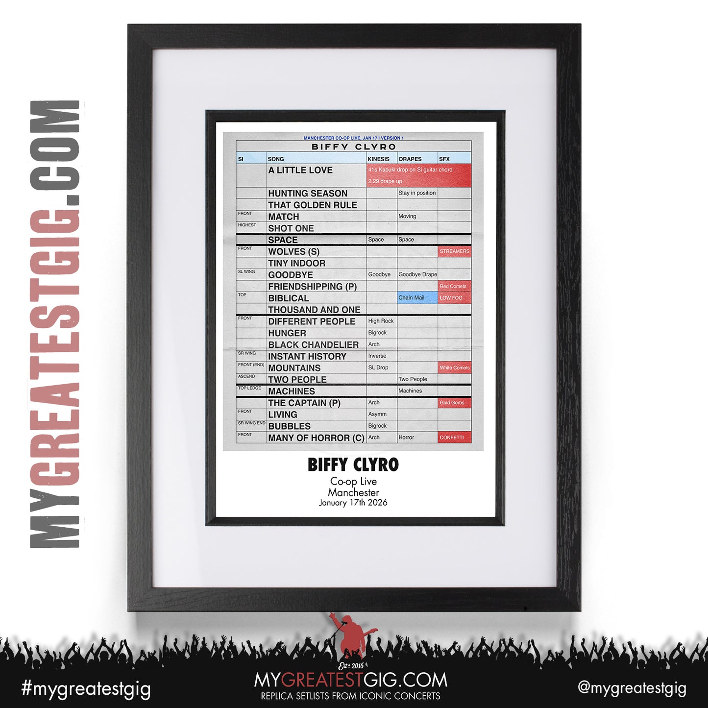 Biffy Clyro - Futique Tour 2026 - Replica Setlist Posters