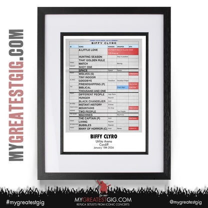 Biffy Clyro - Futique Tour 2026 - Replica Setlist Posters