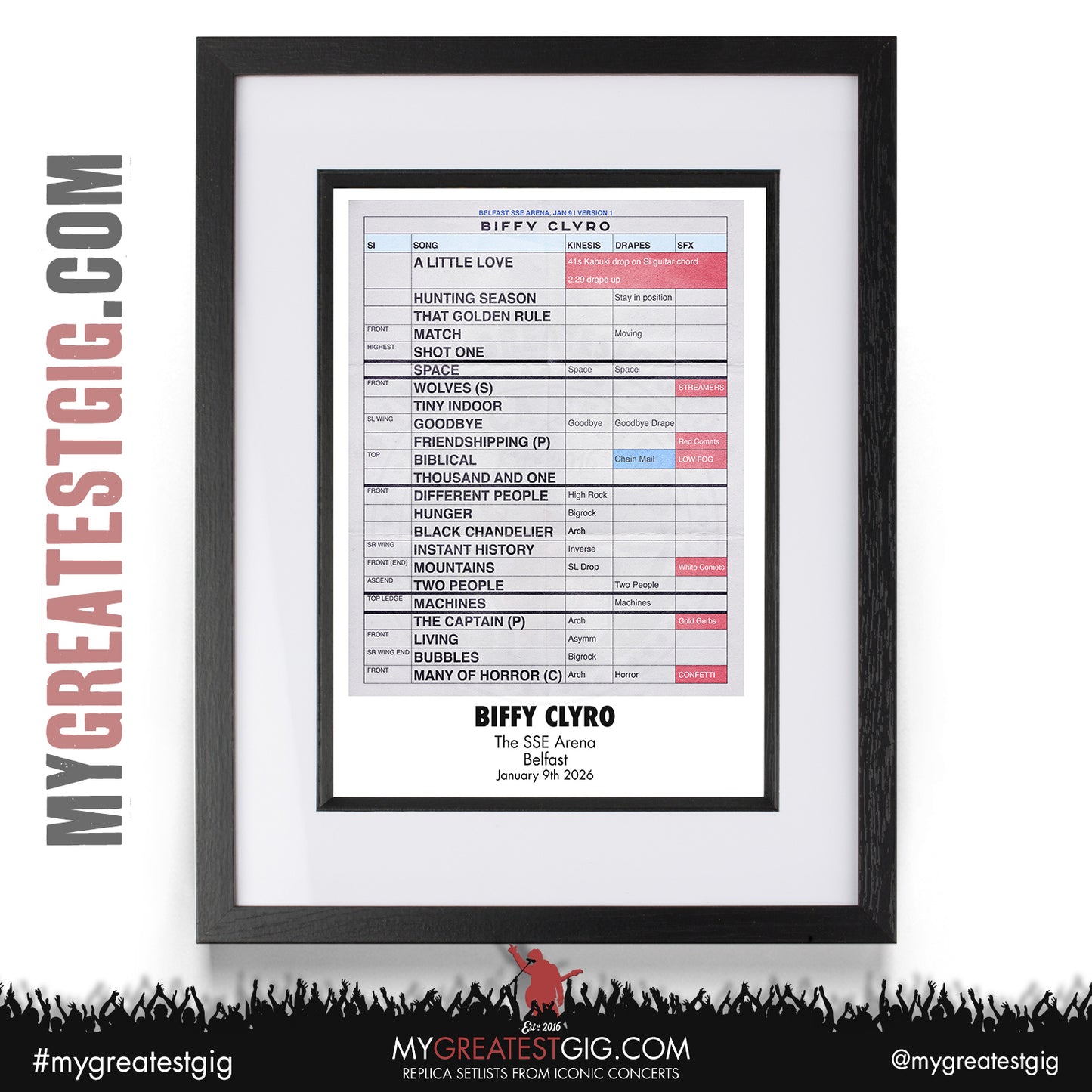 Biffy Clyro - Futique Tour 2026 - Replica Setlist Posters