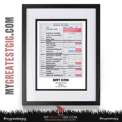 Biffy Clyro - Futique Tour 2026 - Replica Setlist Posters