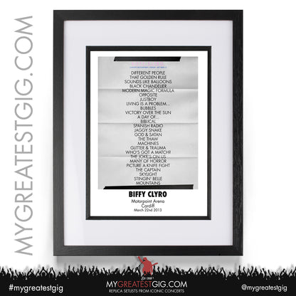 Biffy Clyro - Cardiff - March 22nd 2013 Replica Setlist Poster