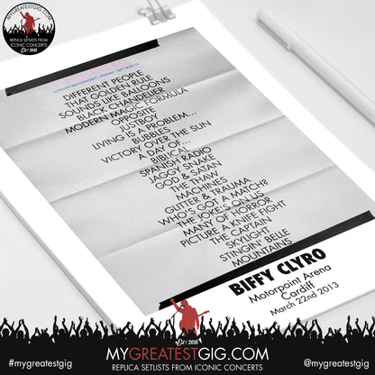Biffy Clyro - Cardiff - March 22nd 2013 Replica Setlist Poster