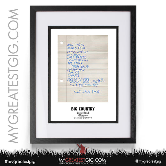 Big Country - Glasgow - December 31st 1983 Recreated Setlist Poster