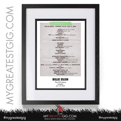 Billie Eilish - Hit Me Hard And Soft Tour 2025 - Replica Setlist Posters
