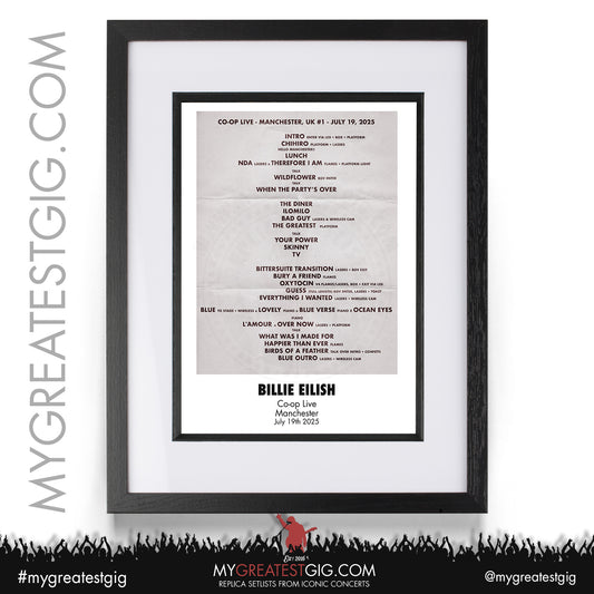 Billie Eilish - Hit Me Hard And Soft Tour 2025 - Replica Setlist Posters