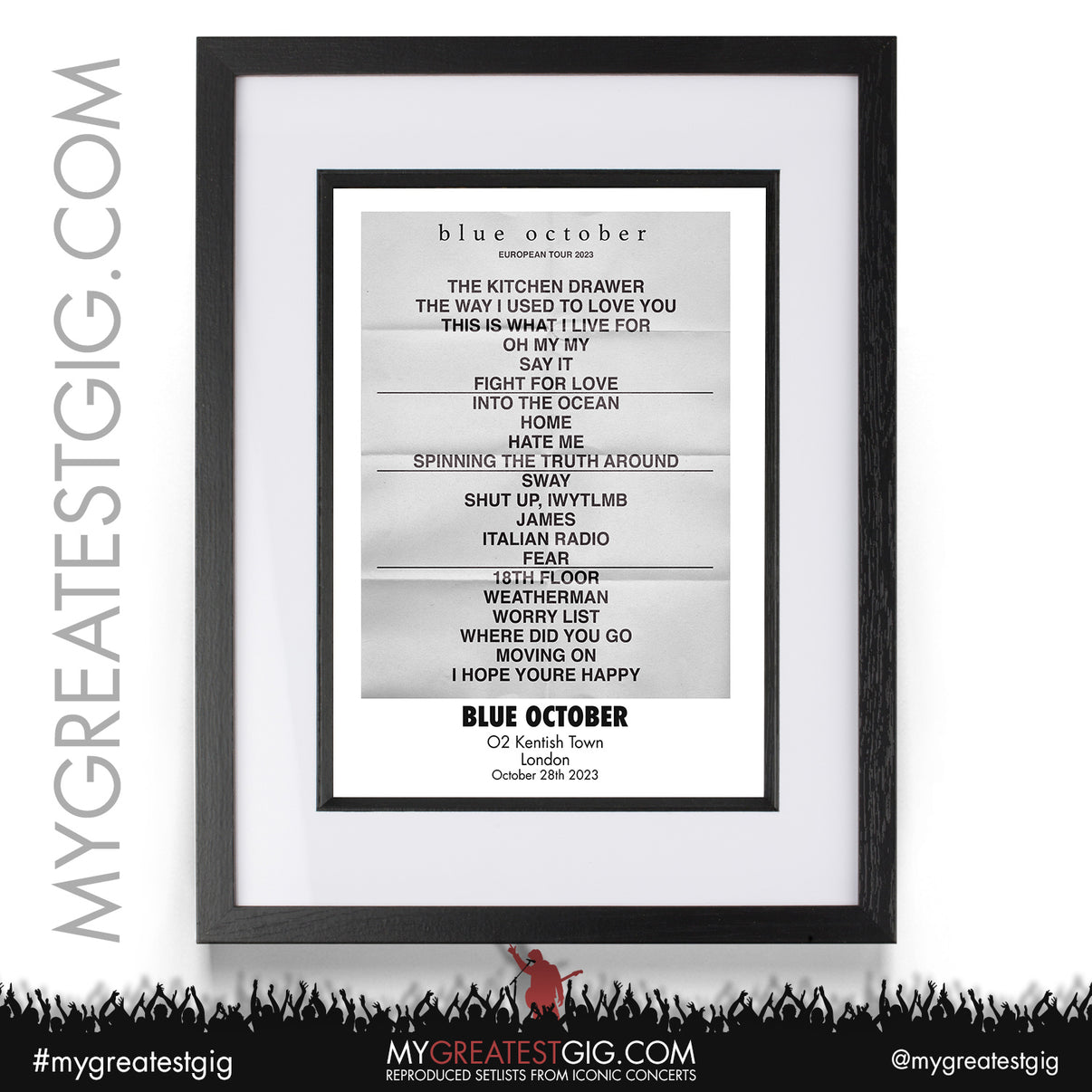 Blue October London October 28th 2023 Recreated Setlist Poster My