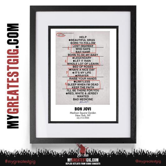 Bon Jovi - Forever Tour 2026 -  Replica Setlist Posters