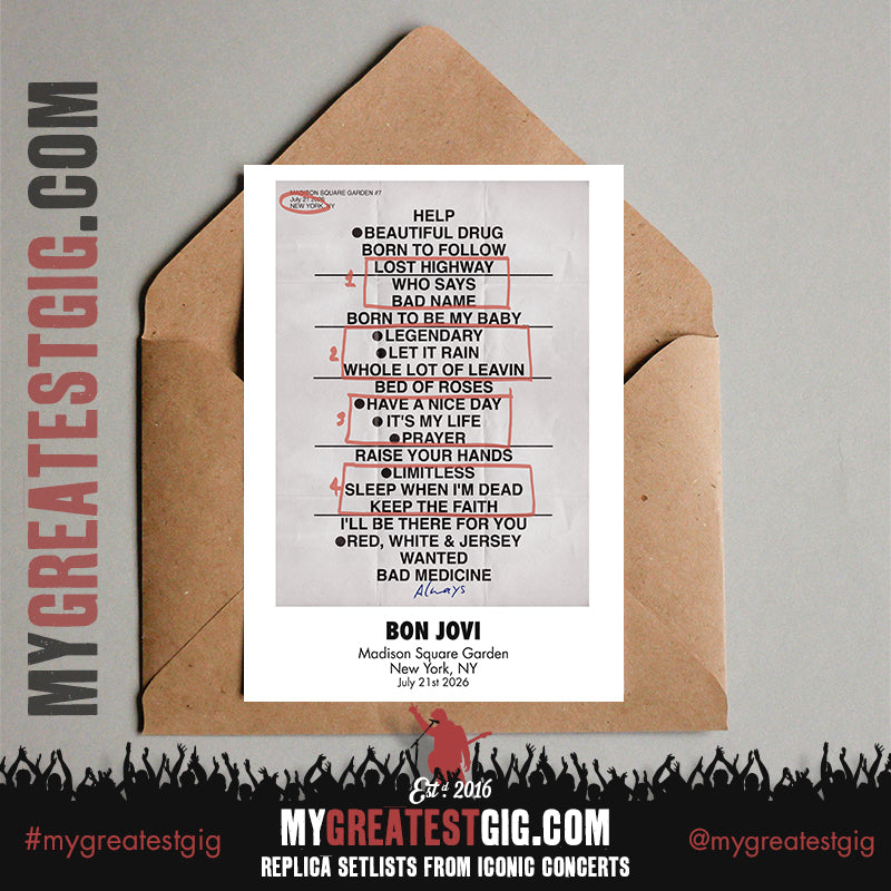 Bon Jovi - Forever Tour 2026 -  Replica Setlist Posters