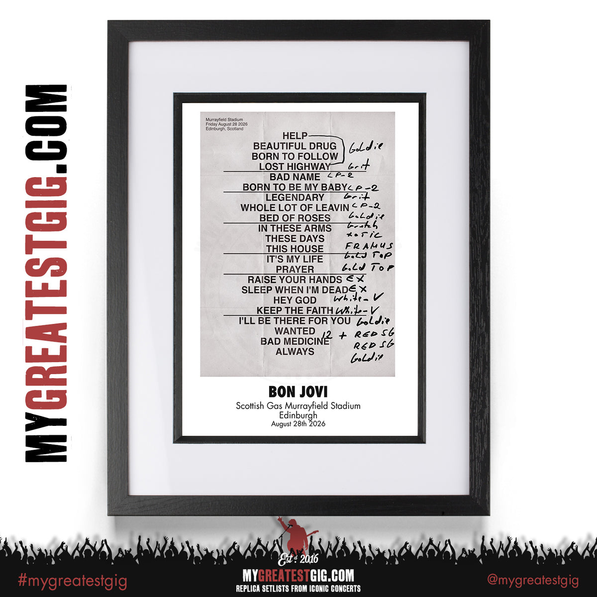 Bon Jovi - Forever Tour 2026 -  Replica Setlist Posters