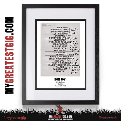 Bon Jovi - Forever Tour 2026 -  Replica Setlist Posters