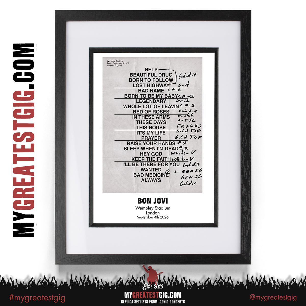 Bon Jovi - Forever Tour 2026 -  Replica Setlist Posters