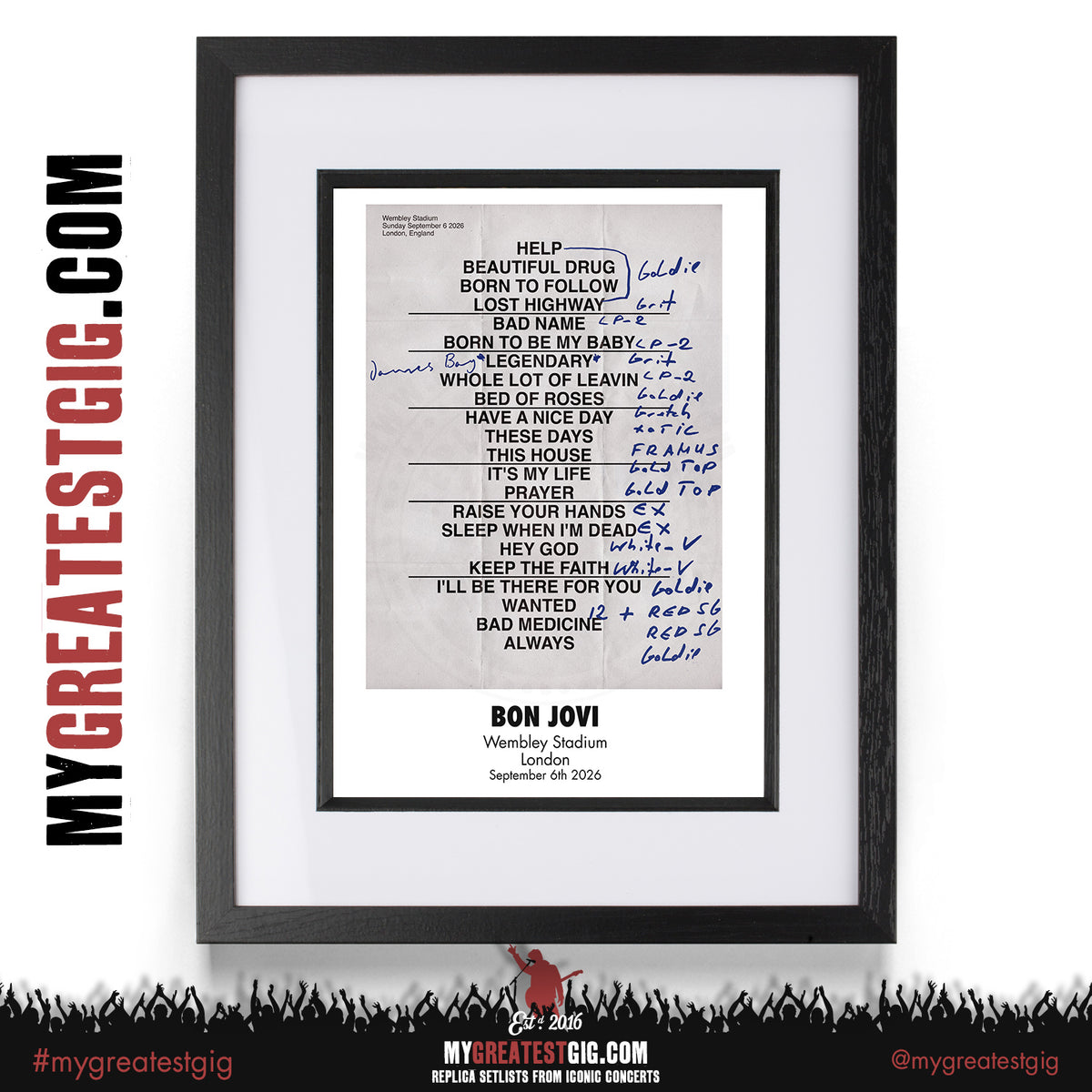 Bon Jovi - Forever Tour 2026 -  Replica Setlist Posters