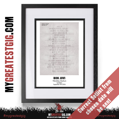 Bon Jovi - Forever Tour 2026 -  Replica Setlist Posters