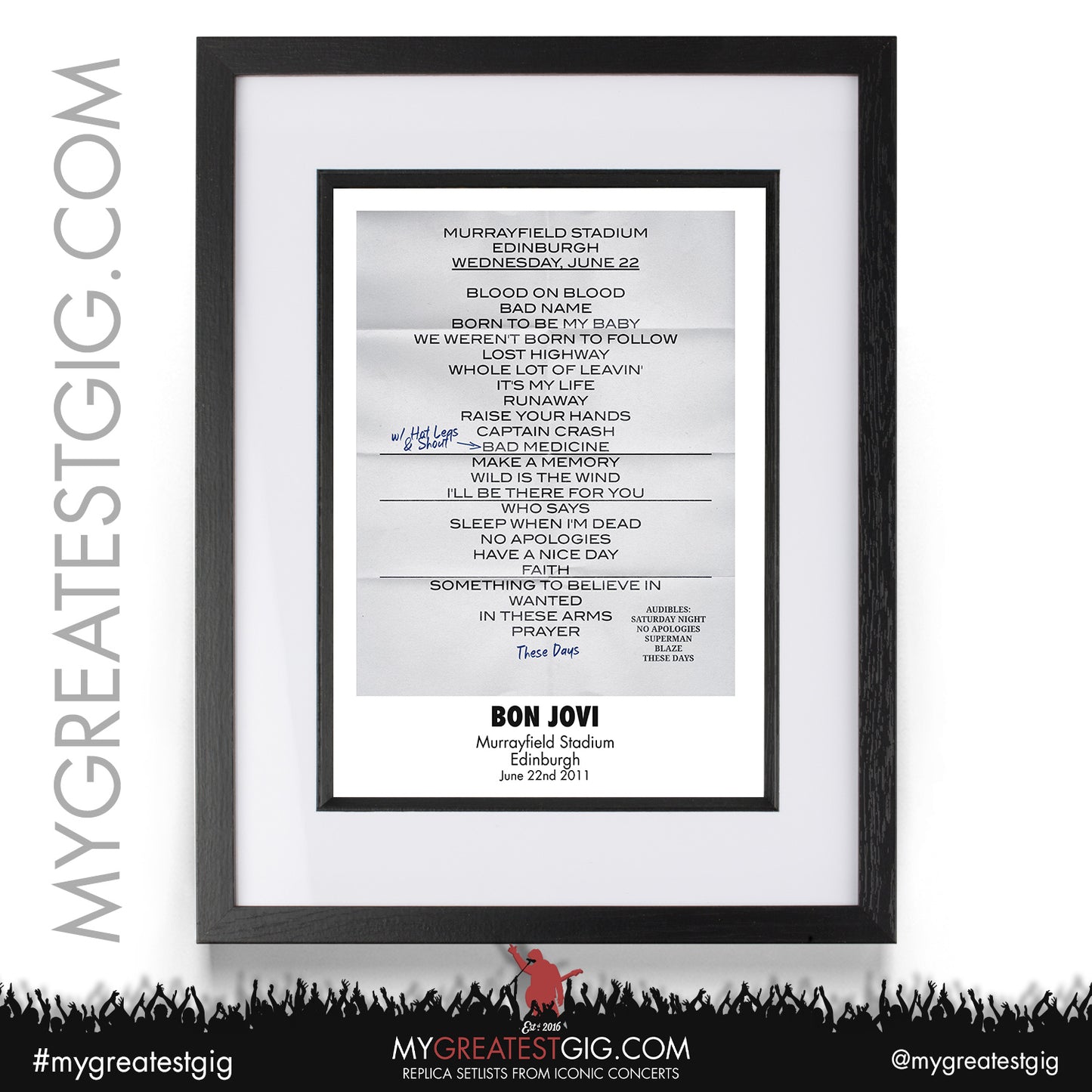 Bon Jovi - Edinburgh - June 22nd 2011 Replica Setlist Poster