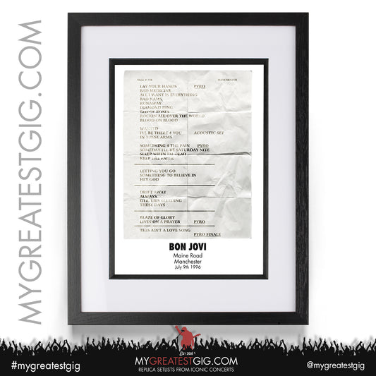 Bon Jovi - Manchester - July 9th 1996 Replica Setlist Poster